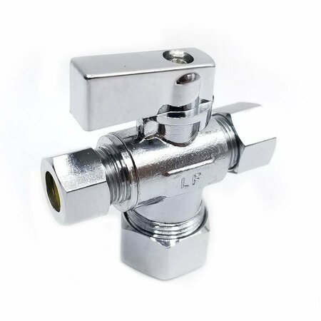 THRIFCO PLUMBING 5/8 Inch Comp x 3/8 Inch Comp x 3/8 Inch Comp Quarter Turn Brass  Angle Stop Valve 4406487
